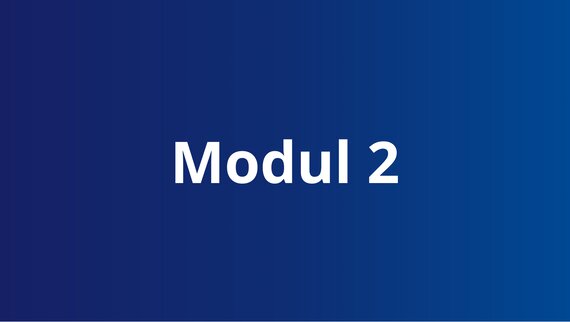 Text auf blauem Hintergrund "Modul 2"