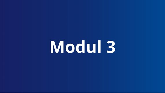 Text auf blauem Hintergrund "Modul 3"