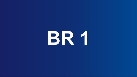 Schriftzug "BR 1" auf blauem Hintergrund