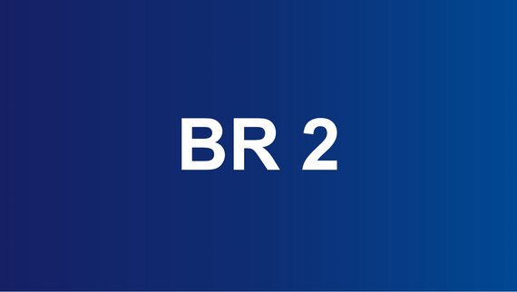 Schriftzug "BR 2" auf blauem Hintergrund